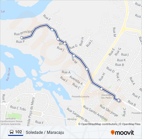 102 bus Line Map