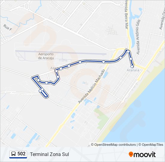 Mapa da linha 502 de ônibus