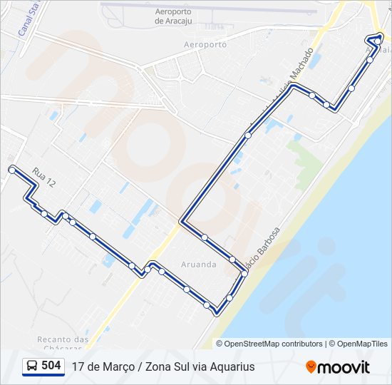 Mapa da linha 504 de ônibus