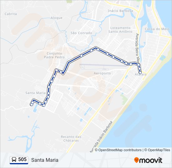 Mapa de 505 de autobús