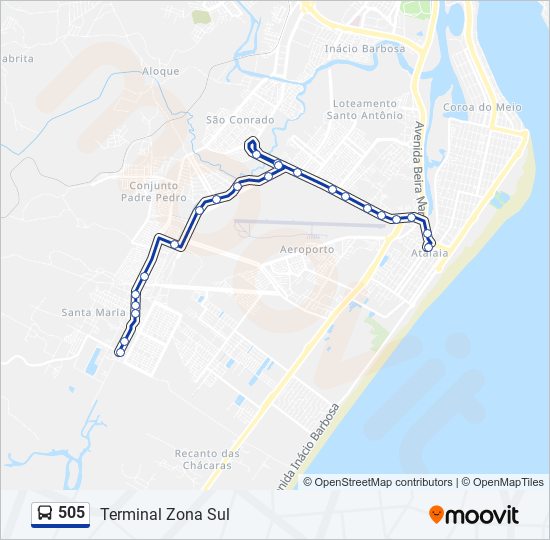 Mapa da linha 505 de ônibus