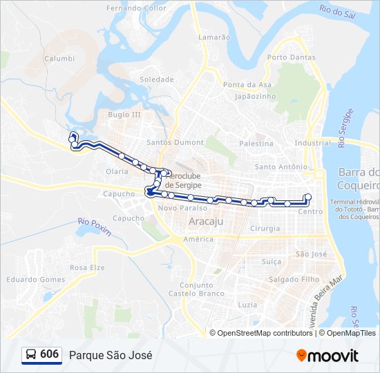 Mapa de 606 de autobús