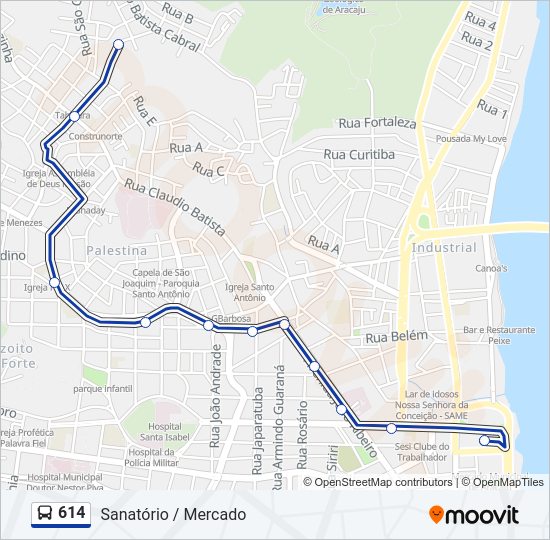 Mapa da linha 614 de ônibus