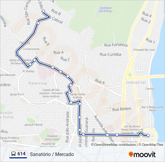 Mapa de 614 de autobús