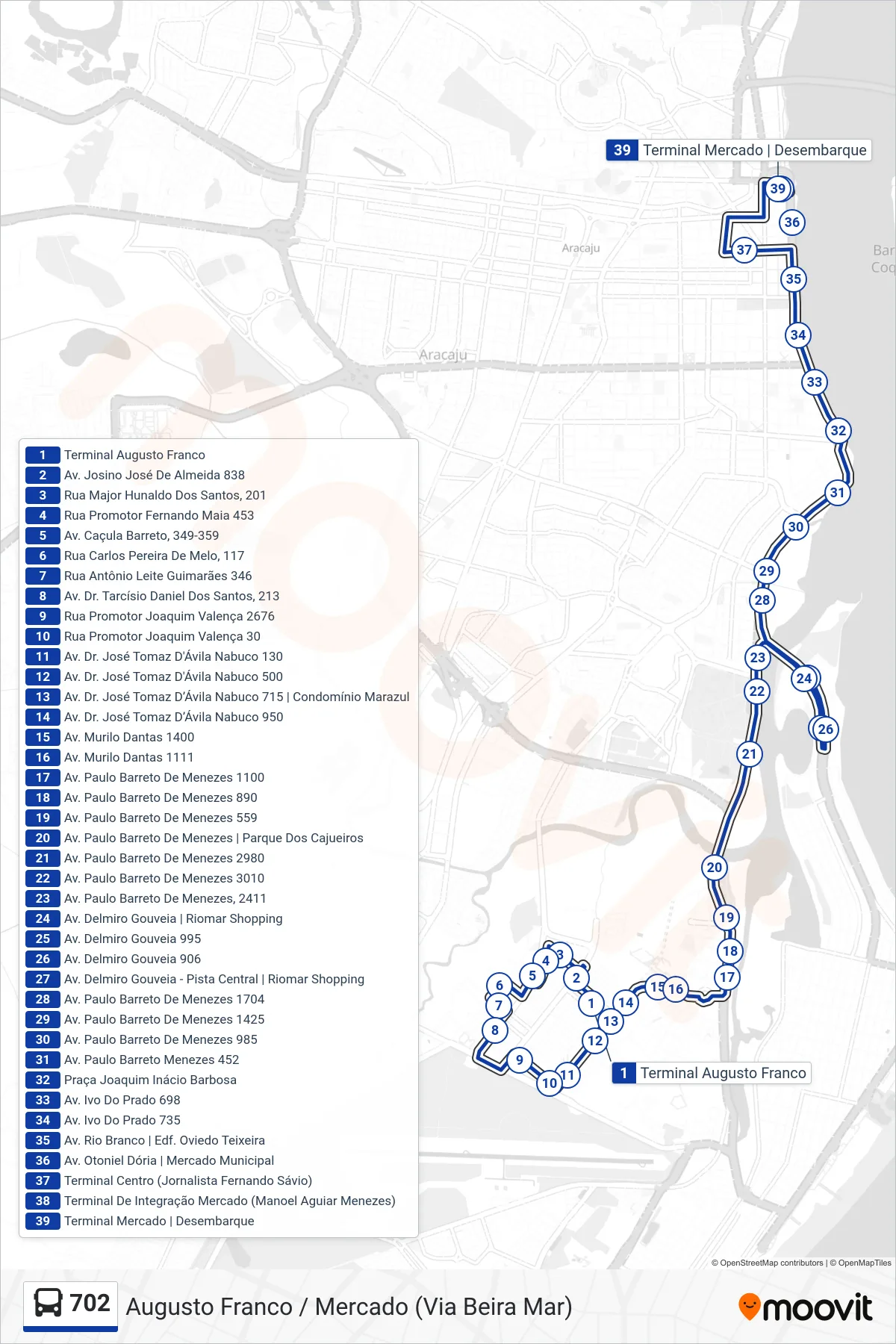 Mapa da rota - 702 - Augusto Franco (Via Beira Mar) Terminal Mercado ...