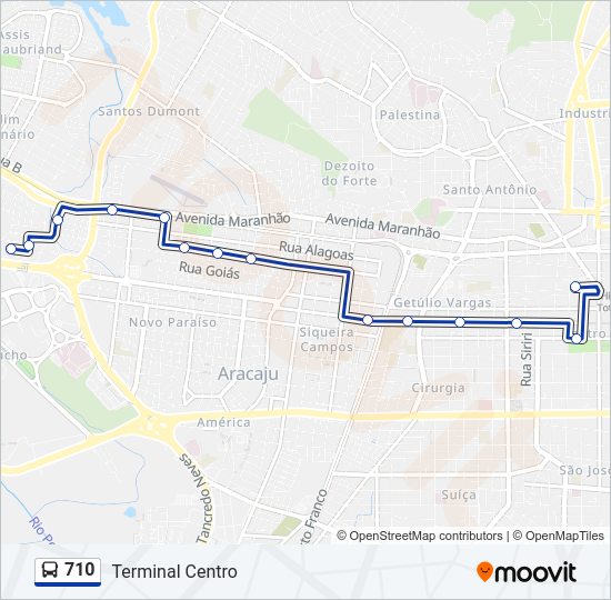 Mapa da linha 710 de ônibus