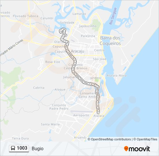 Mapa da linha 1003 de ônibus