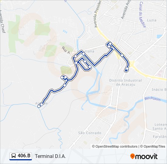 Mapa da linha 406.B de ônibus