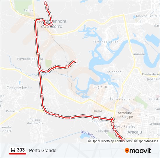 Mapa da linha 303 de ônibus