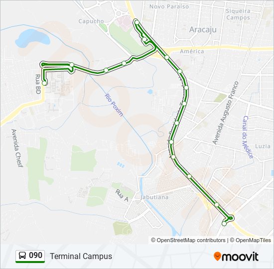 Mapa da linha 090 de ônibus