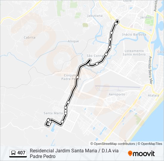 Mapa da linha 407 de ônibus