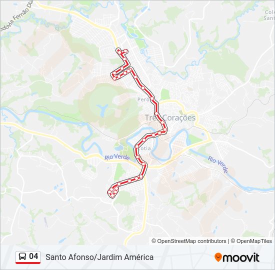 Mapa da linha 04 de ônibus