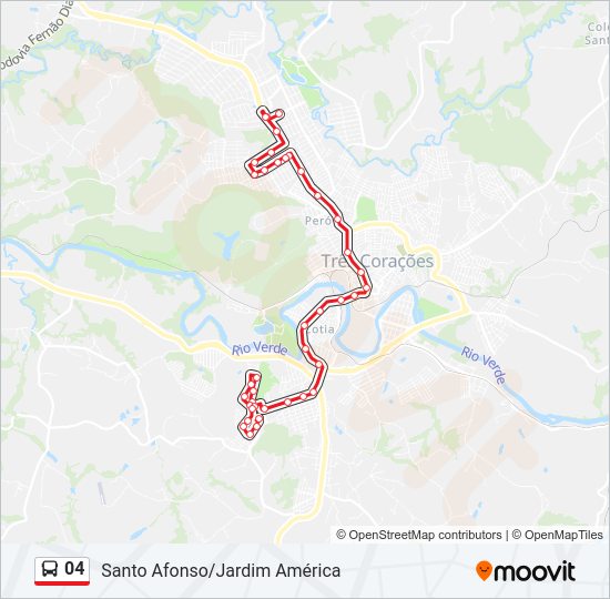 Mapa da linha 04 de ônibus