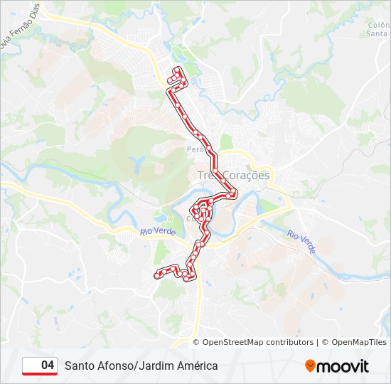 Mapa da linha 04 de ônibus