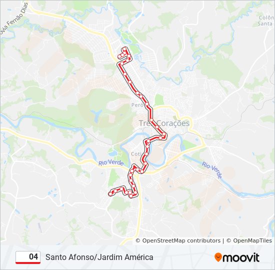 Mapa da linha 04 de ônibus