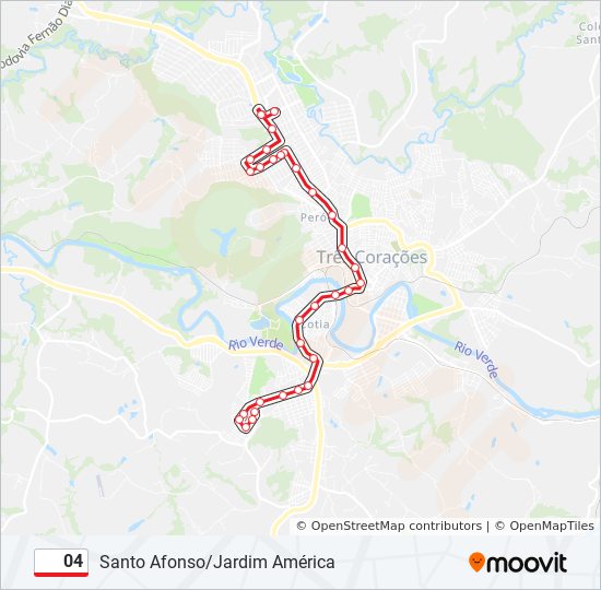 Mapa da linha 04 de ônibus