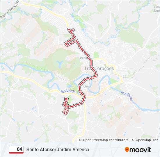 Mapa da linha 04 de ônibus