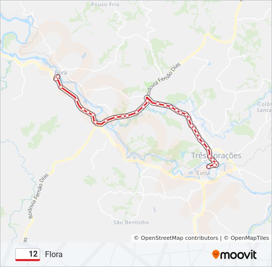 Mapa da linha 12 de bus