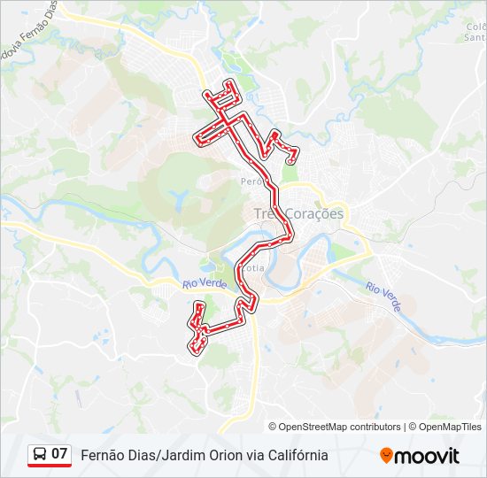 Mapa da linha 07 de ônibus