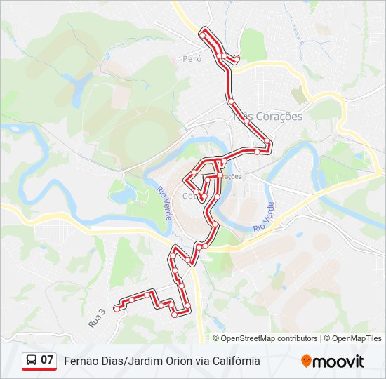 Mapa da linha 07 de ônibus