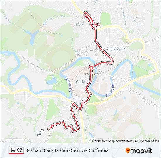 Mapa da linha 07 de ônibus