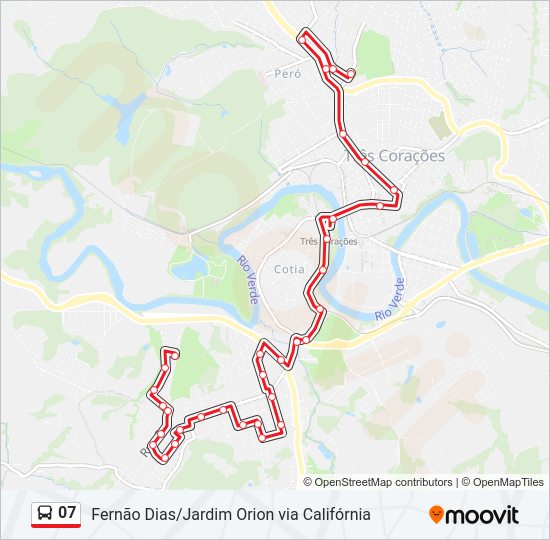 Mapa da linha 07 de ônibus