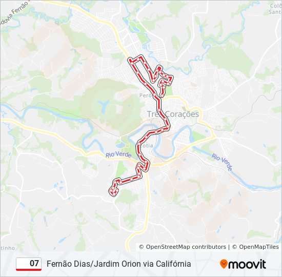 Mapa da linha 07 de ônibus