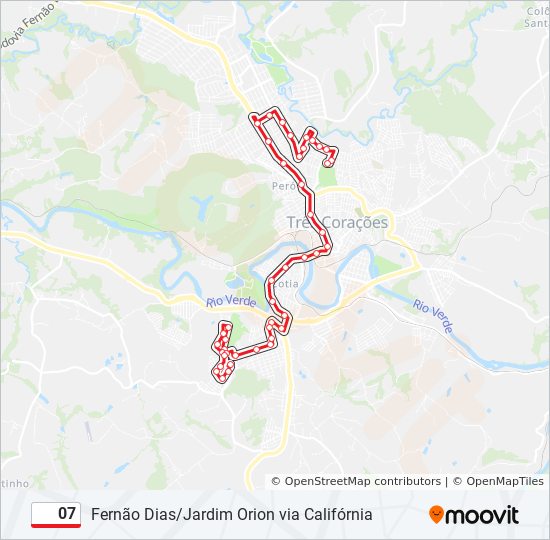 Mapa da linha 07 de ônibus