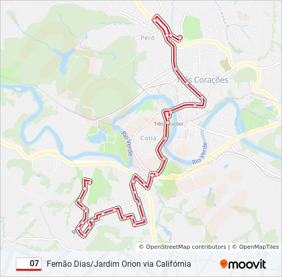 Mapa da linha 07 de ônibus