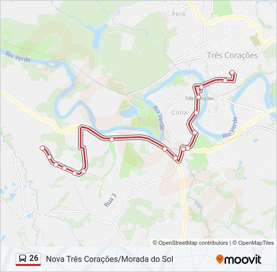 Mapa da linha 26 de ônibus