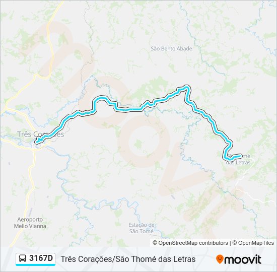 Mapa da linha 3167D de ônibus
