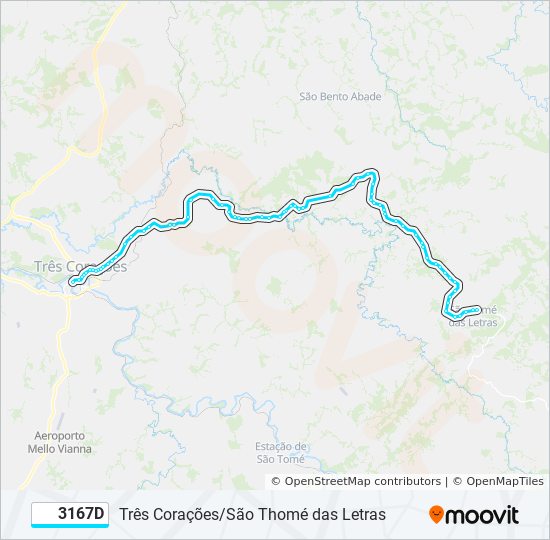 Mapa da linha 3167D de ônibus