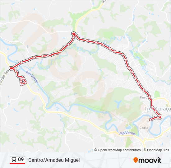 Mapa da linha 09 de ônibus