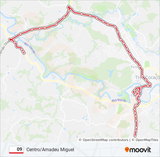 Mapa da linha 09 de ônibus