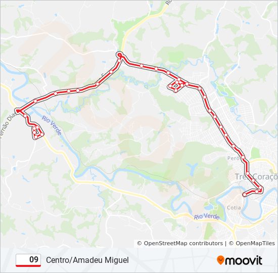 Mapa da linha 09 de ônibus