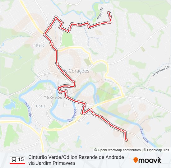 Mapa da linha 15 de ônibus