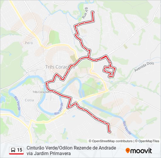 Mapa da linha 15 de ônibus