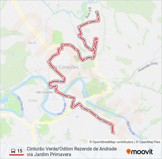 Mapa da linha 15 de ônibus