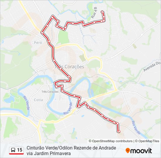 Mapa da linha 15 de ônibus