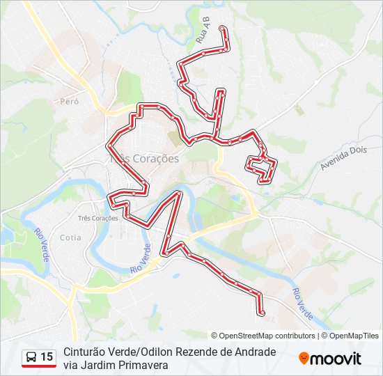 Mapa da linha 15 de ônibus