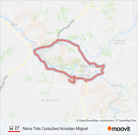 Mapa da linha 27 de ônibus