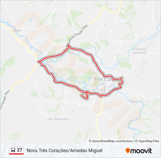 Mapa da linha 27 de ônibus