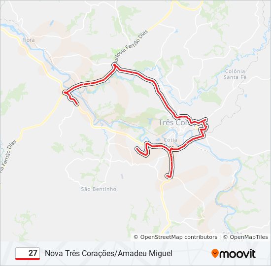 Mapa da linha 27 de ônibus