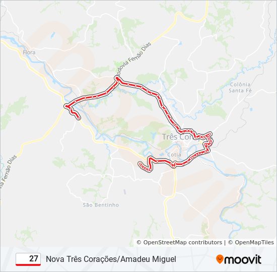 Mapa da linha 27 de ônibus