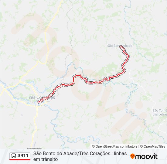 Mapa da linha 3911 de ônibus