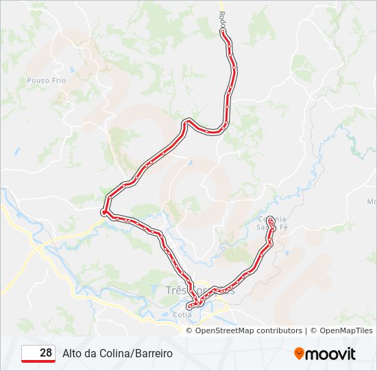 Mapa da linha 28 de ônibus