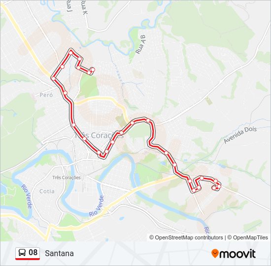 Mapa da linha 08 de ônibus