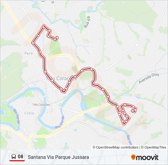 Mapa da linha 08 de ônibus