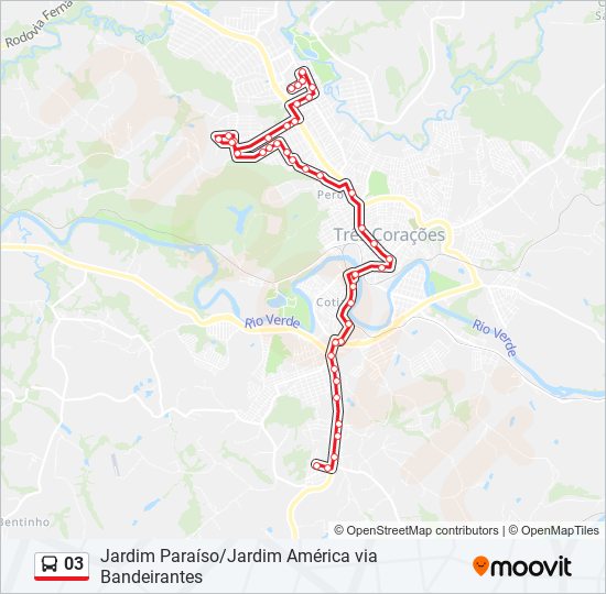 Mapa da linha 03 de ônibus