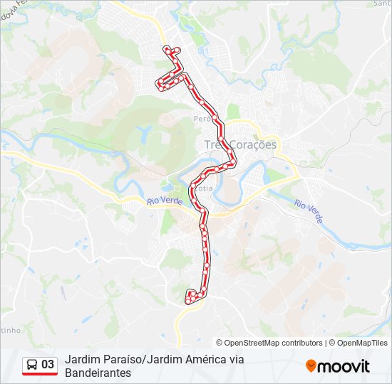 Mapa da linha 03 de ônibus